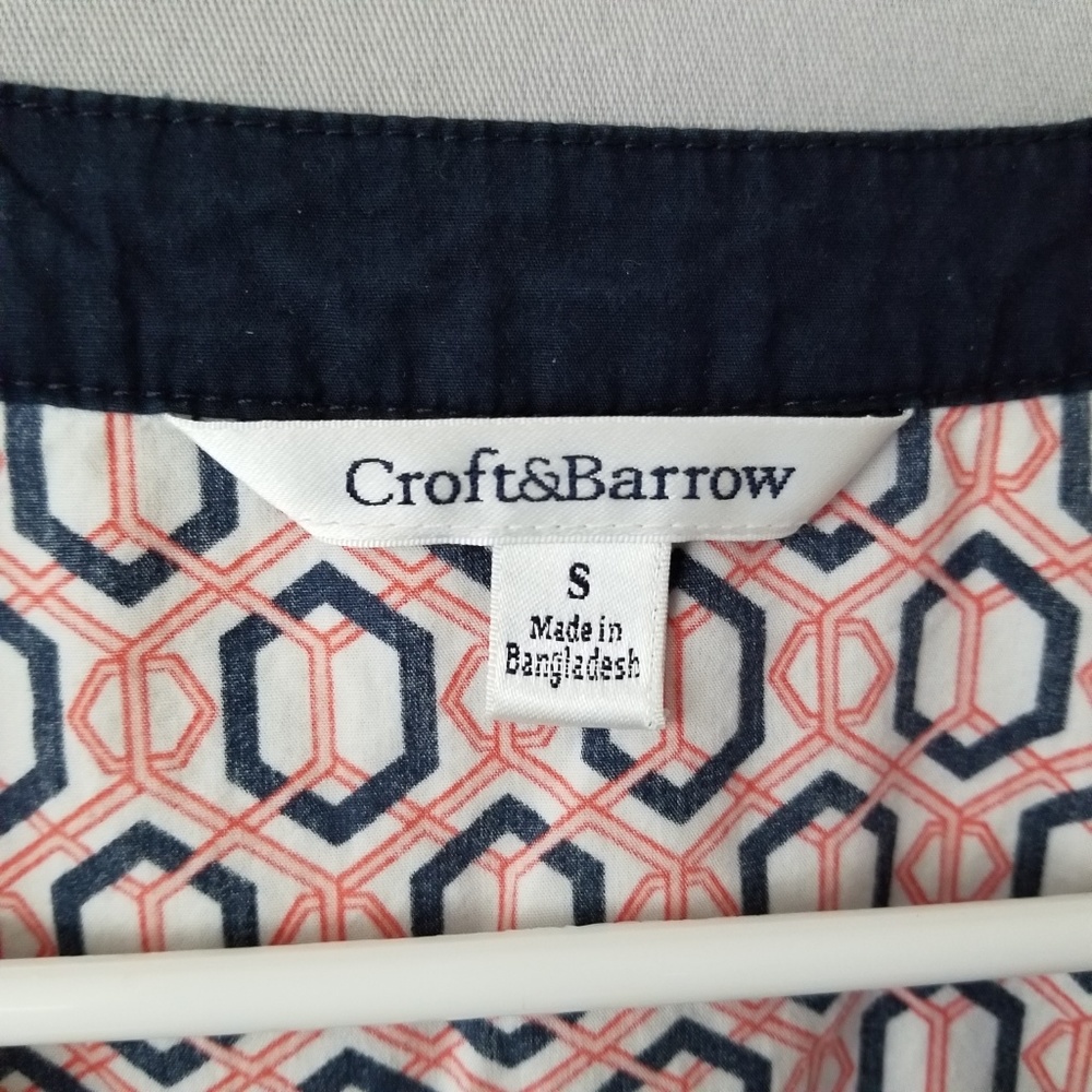 X CROFT & BARROW V NECK 3/4 SLEEVE PRINTED BLOUSE - Picture 4 of 6